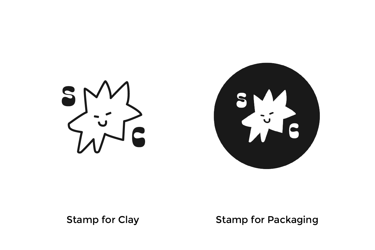 We landed on two versions of this logo, we needed one for a underglaze stamp for her pieces, and one for an ink stamp she planned to use for packaging and paper bags.